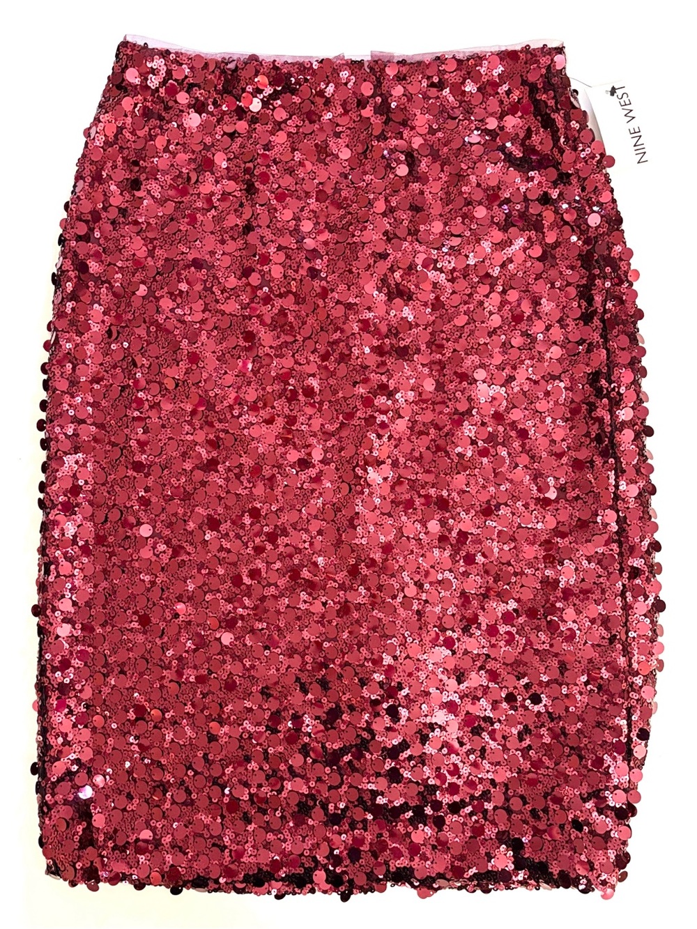 Nine West Maroon Sequin Midi Pencil Skirt NWT
